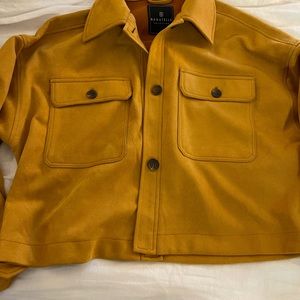 Cropped Mustard Yellow Faux Suede Jacket